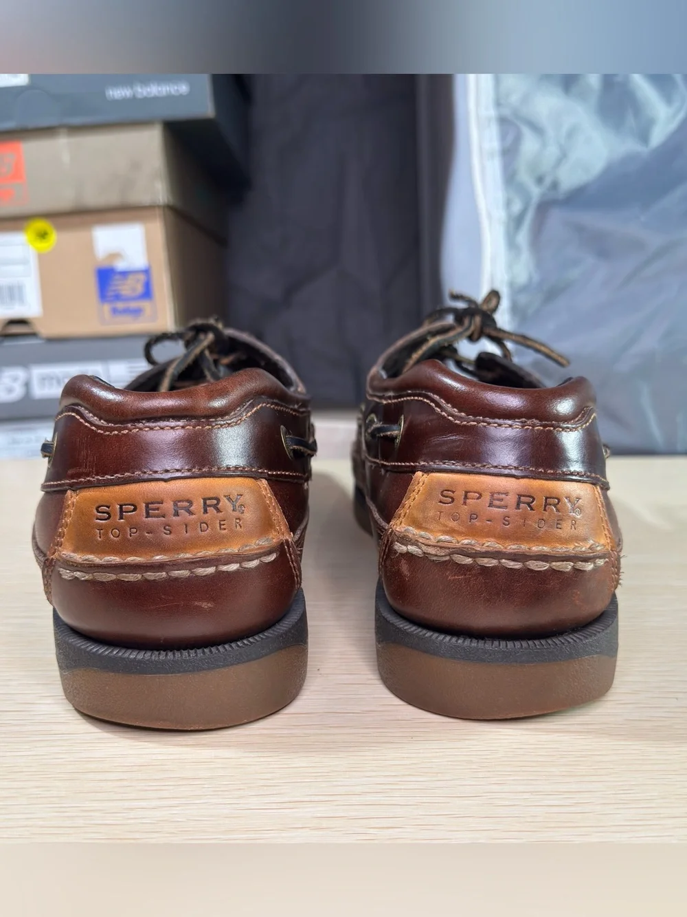 Sperry Top Sider Mako Collection Brown Leather Boat Loafer Shoes Men 10.5 Wide